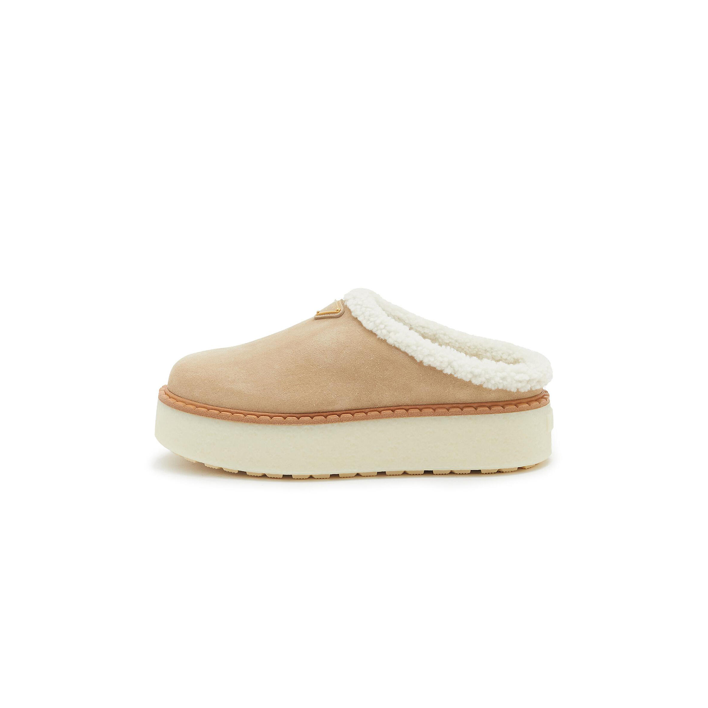 PRADA SUEDE SHEARLING SLIPPERS 1S715N